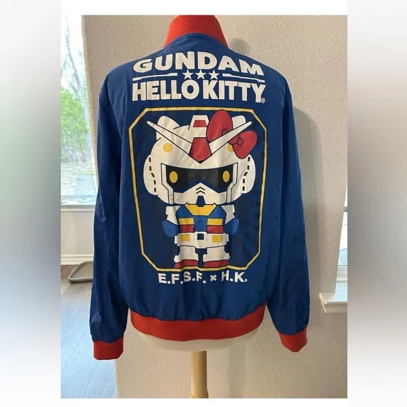 Hello Kitty X atsuko Gundam Sanrio Red Blue Bomber Medium *flaw* Read* - Picture 1 of 11